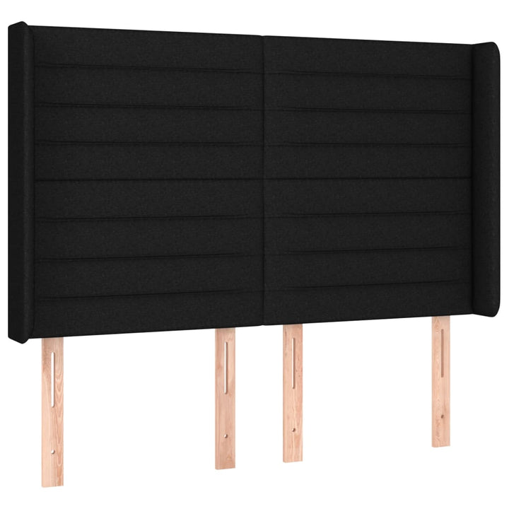 kontinentalseng med LED-lys 140x200 cm stof sort