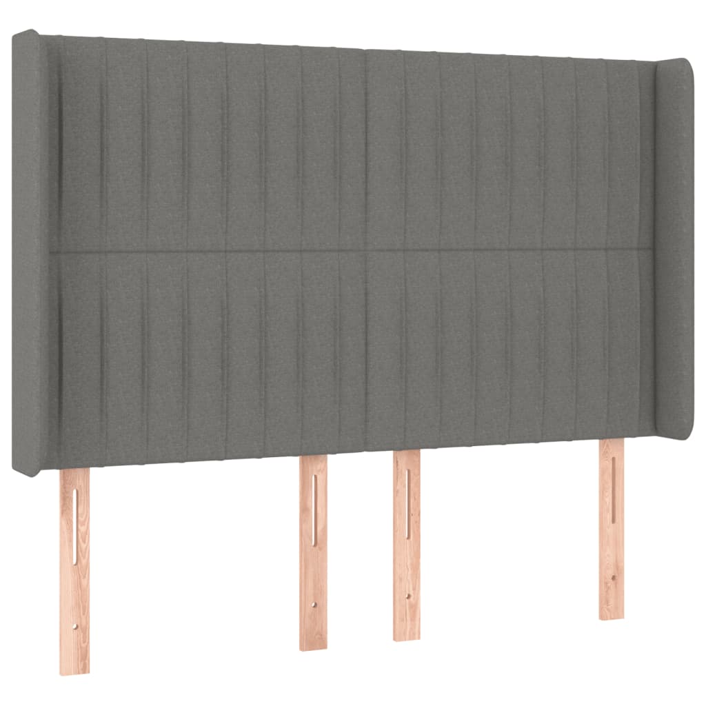 kontinentalseng med LED-lys 140x200 cm stof mørkegrå