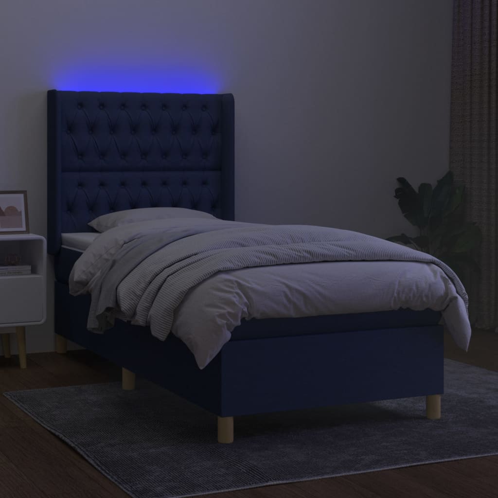 kontinentalseng med LED-lys 80x200 cm stof blå
