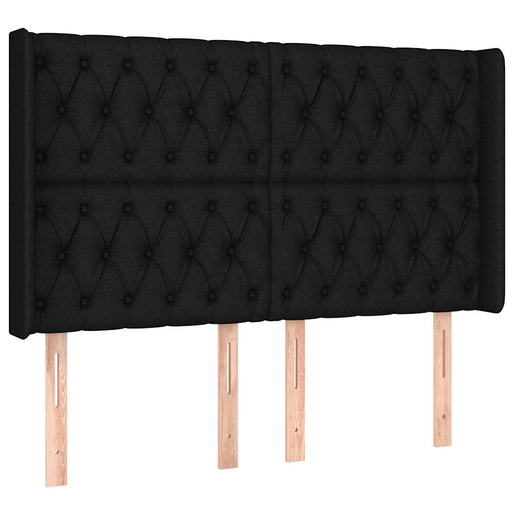 kontinentalseng med LED-lys 160x200 cm stof sort