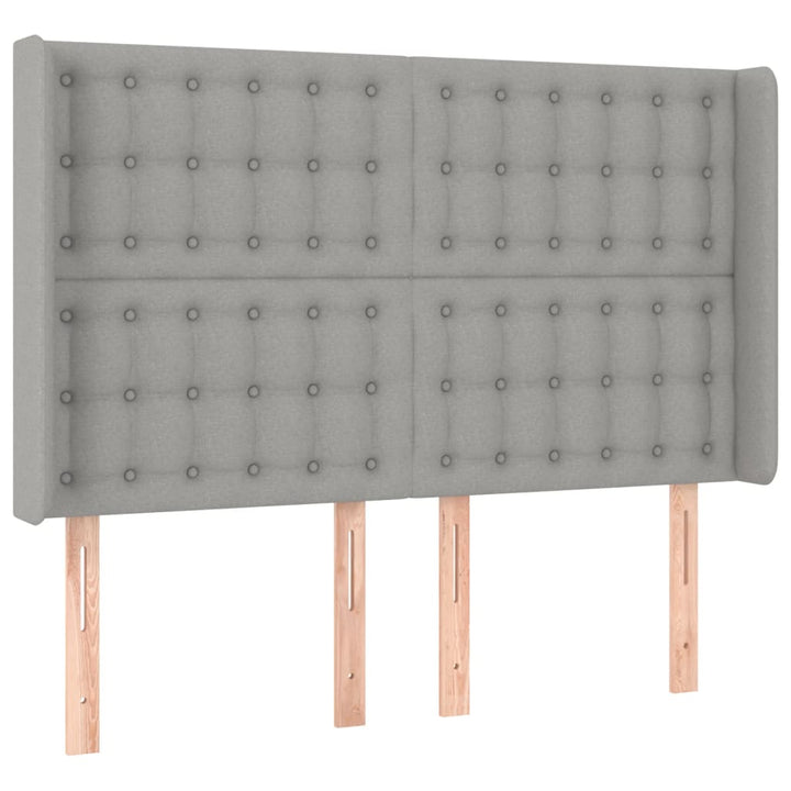 kontinentalseng med LED-lys 140x190 cm stof lysegrå