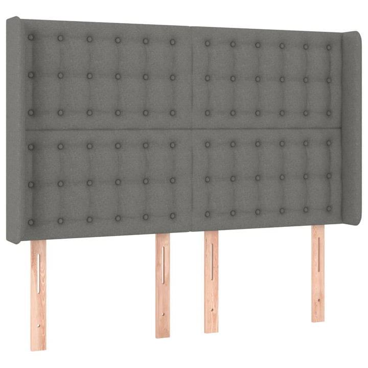 kontinentalseng med LED-lys 140x190 cm stof mørkegrå