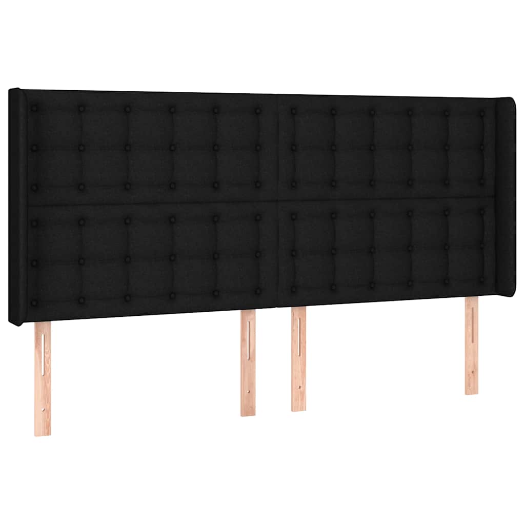 kontinentalseng med LED-lys 180x200 cm stof sort