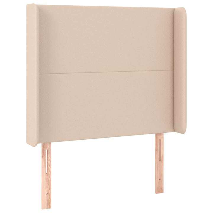 kontinentalseng LED-lys 100x200 cm kunstlæder cappuccinofarvet