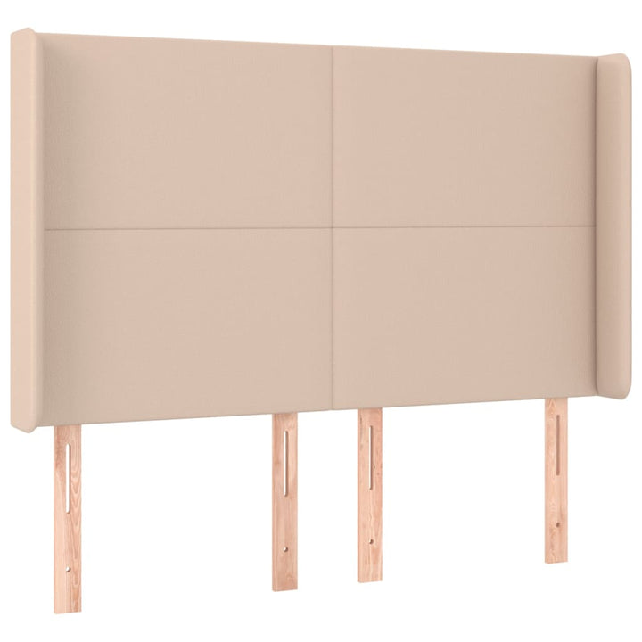 kontinentalseng LED-lys 140x200 cm kunstlæder cappuccinofarvet