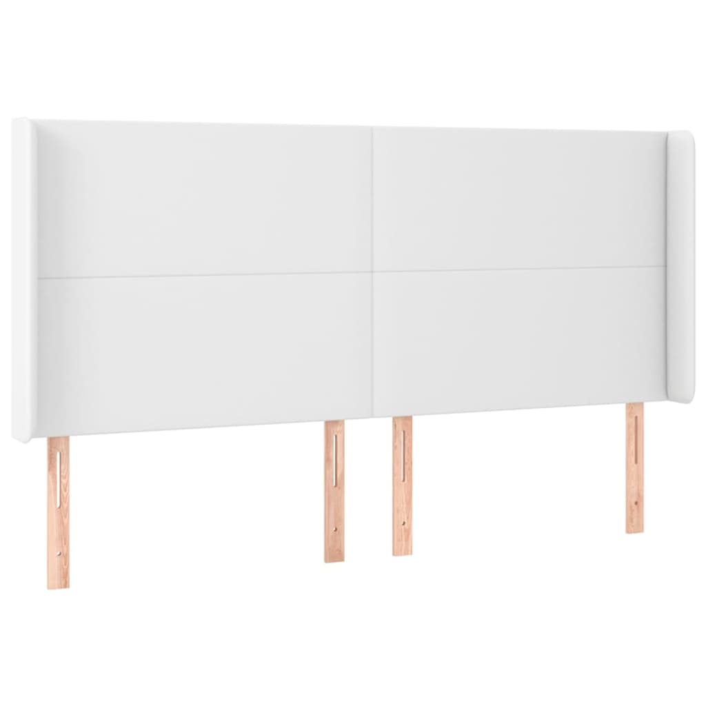 kontinentalseng med LED-lys 180x200 cm kunstlæder hvid