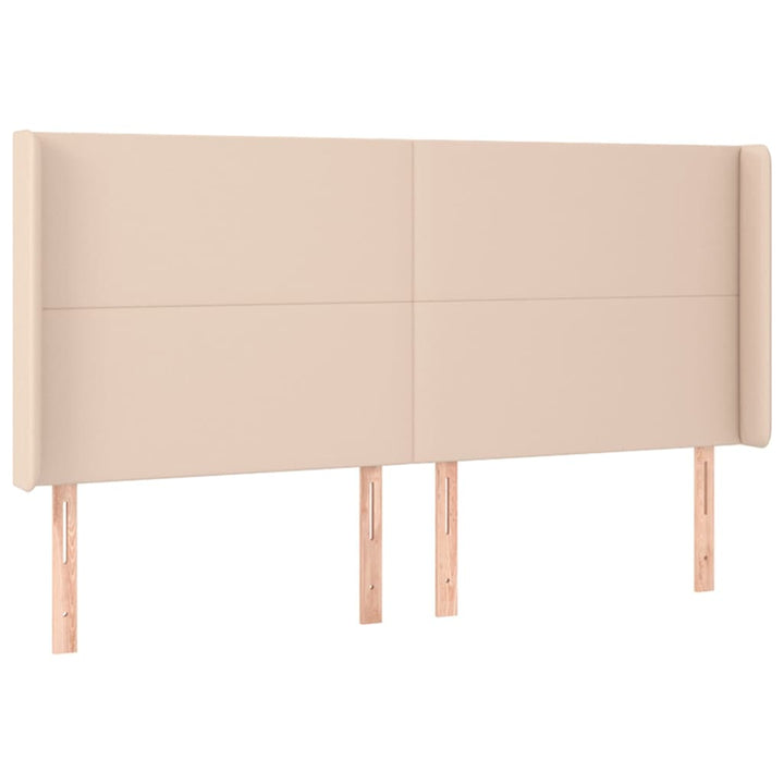 kontinentalseng LED-lys 180x200 cm kunstlæder cappuccinofarvet