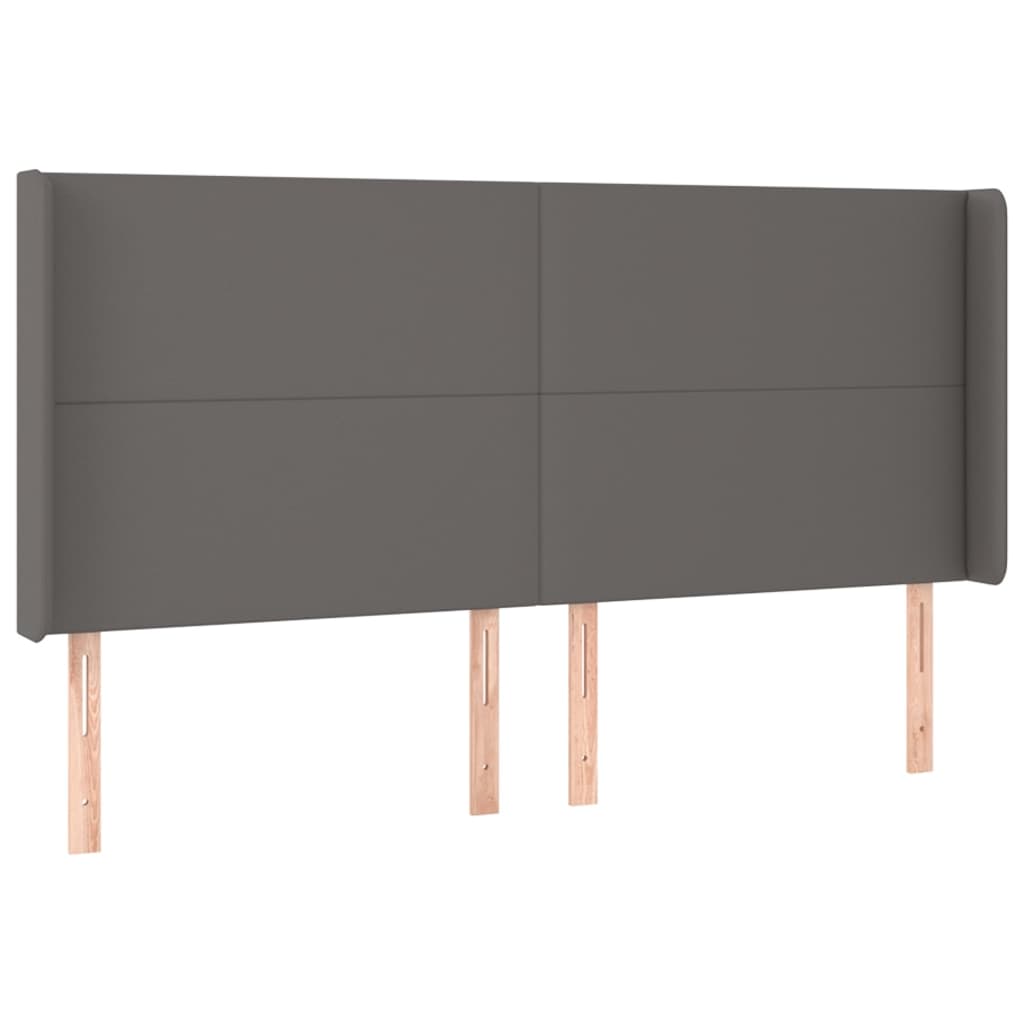 kontinentalseng med LED-lys 200x200 cm kunstlæder grå