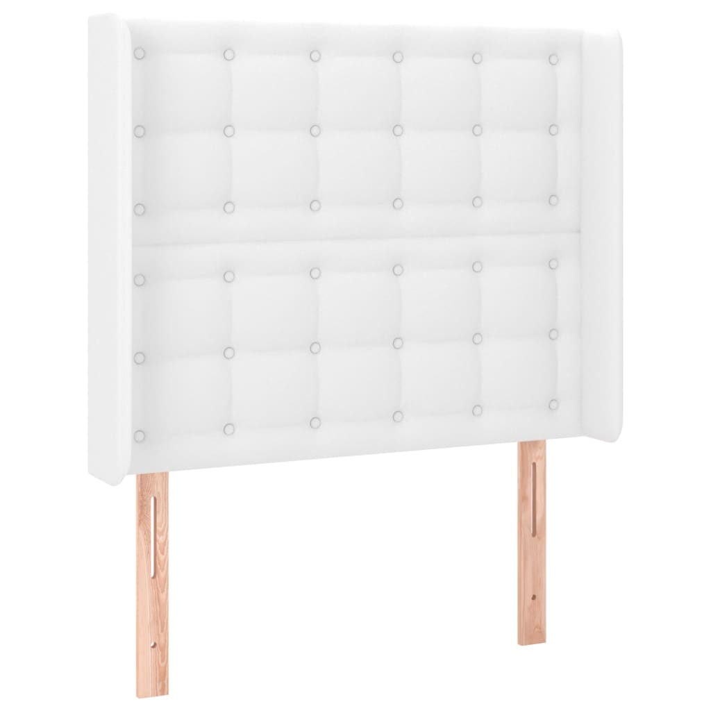 kontinentalseng med LED-lys 90x190 cm kunstlæder hvid