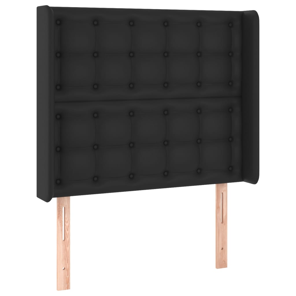 kontinentalseng med LED-lys 90x200 cm kunstlæder sort