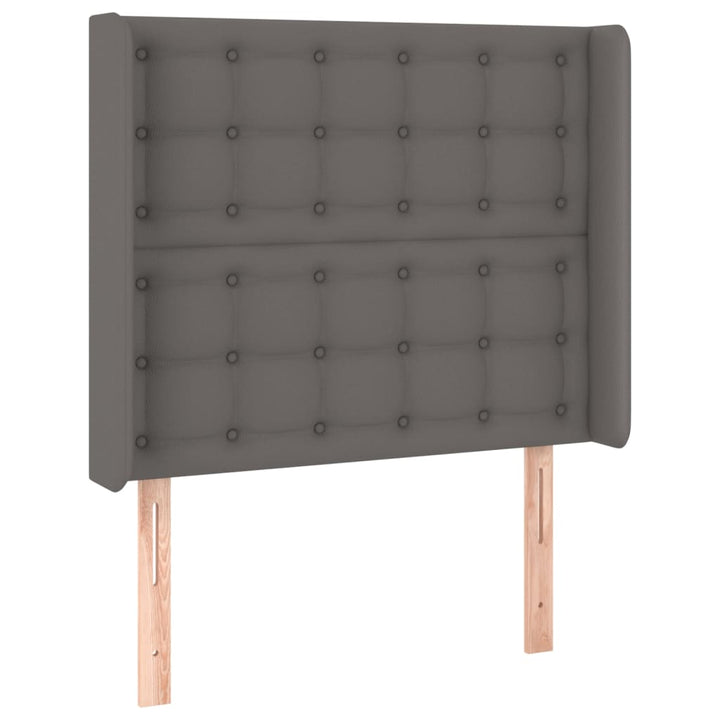 kontinentalseng med LED-lys 100x200 cm kunstlæder grå