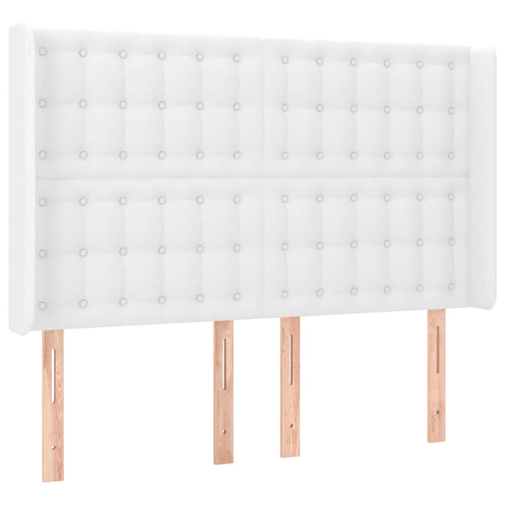 kontinentalseng med LED-lys 140x200 cm kunstlæder hvid
