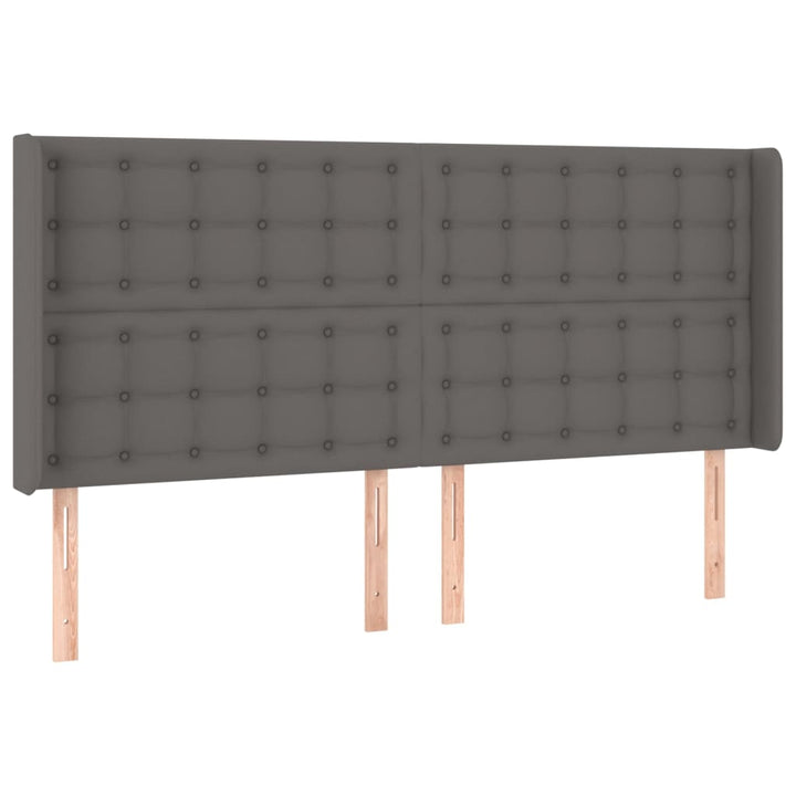 kontinentalseng med LED-lys 160x200 cm kunstlæder grå
