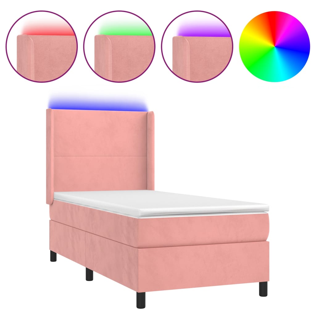 kontinentalseng med LED-lys 80x200 cm velour pink