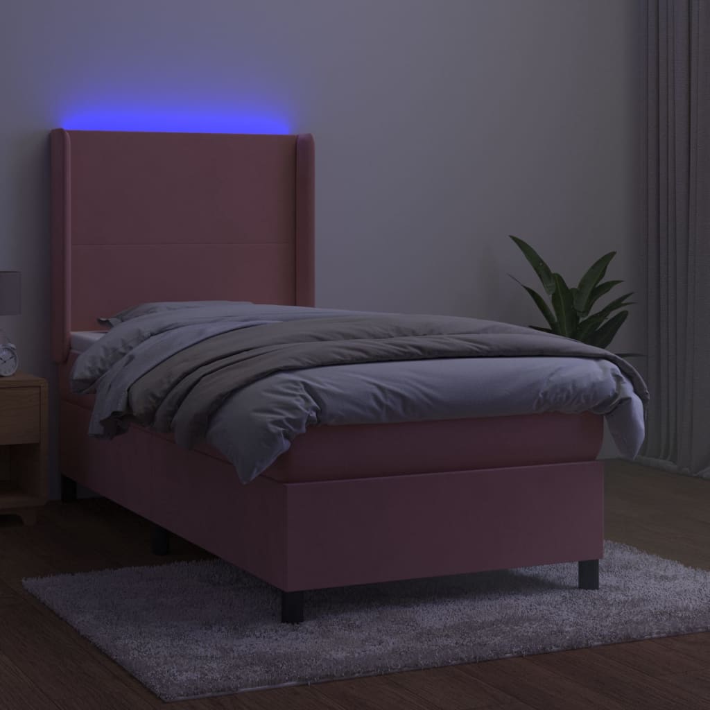 kontinentalseng med LED-lys 80x200 cm velour pink