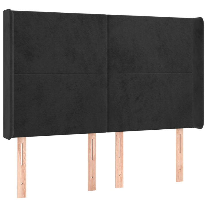 kontinentalseng med LED-lys 140x200 cm fløjl sort