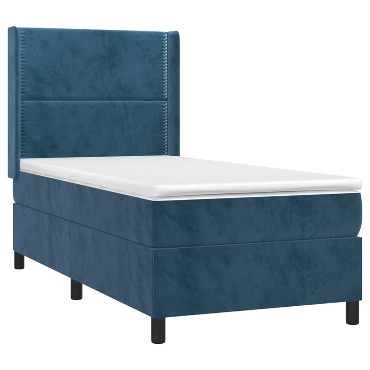 kontinentalseng med LED-lys 80x200 cm velour mørkeblå