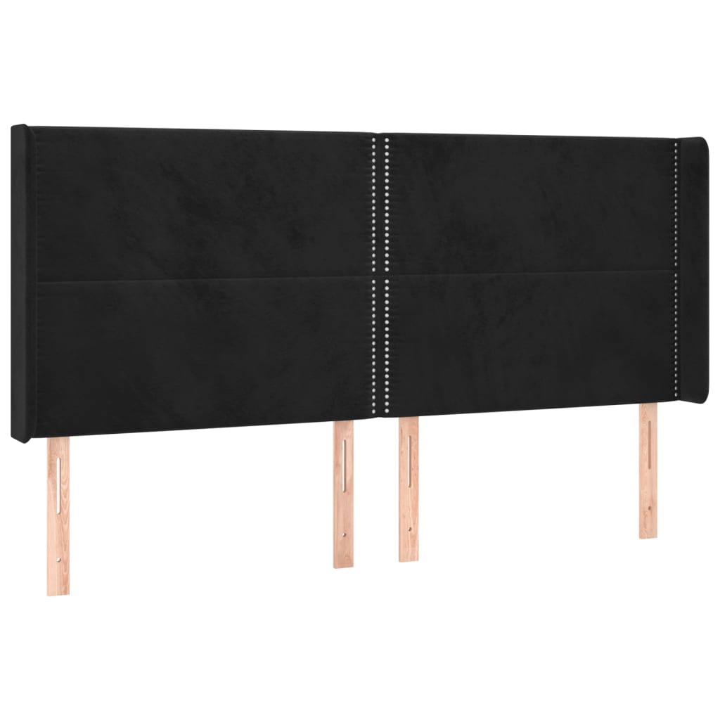 kontinentalseng med LED-lys 200x200 cm fløjl sort