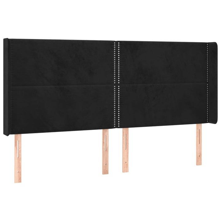 kontinentalseng med LED-lys 200x200 cm fløjl sort