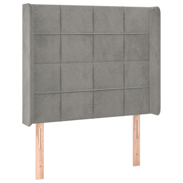 kontinentalseng med LED-lys 80x200 cm velour lysegrå