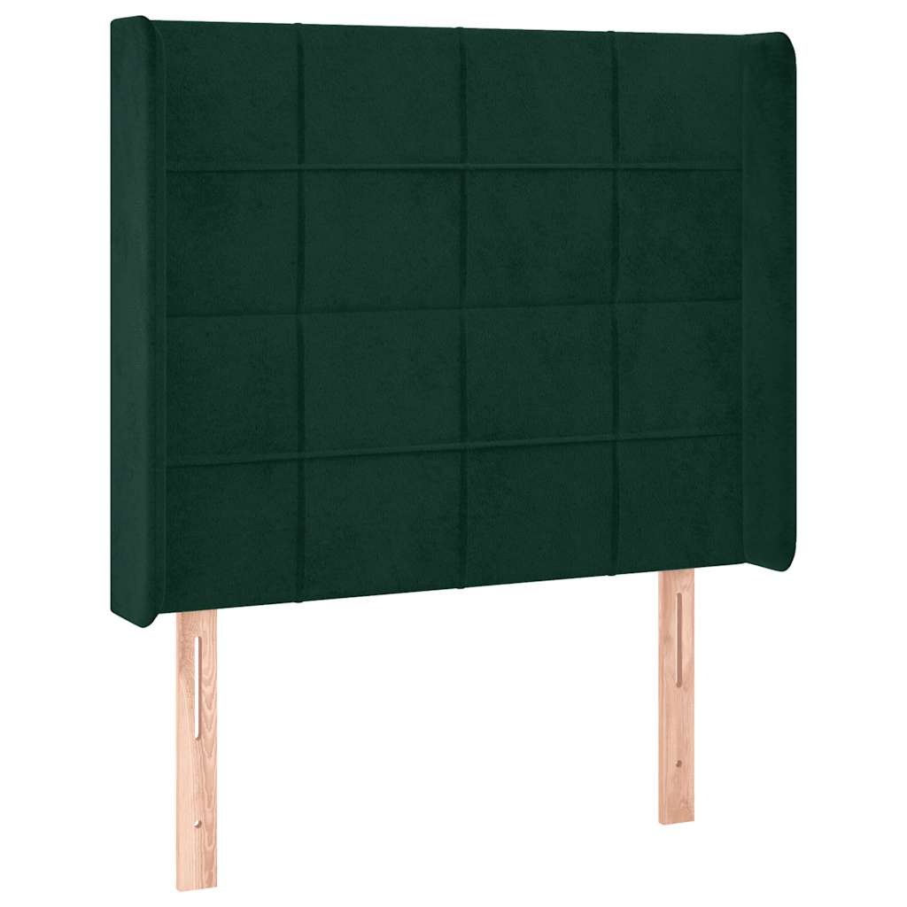 kontinentalseng med LED-lys 80x200 cm velour mørkegrøn