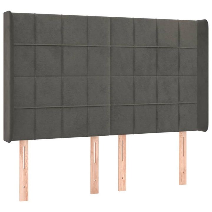 kontinentalseng med LED-lys 140x190 cm fløjl mørkegrå