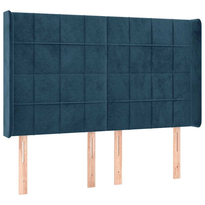 kontinentalseng med LED-lys 140x200 cm fløjl mørkeblå