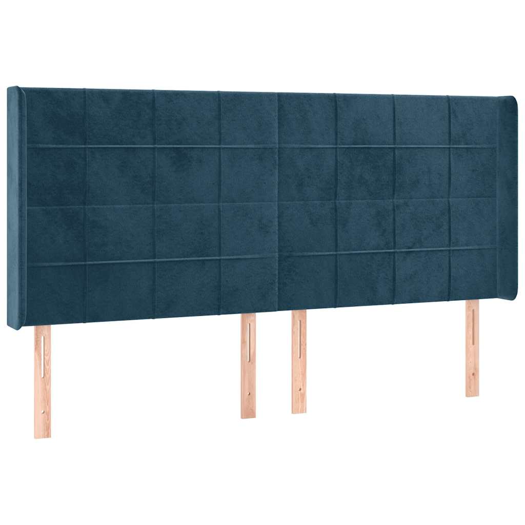 kontinentalseng med LED-lys 180x200 cm fløjl mørkeblå