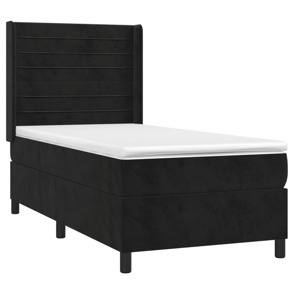 kontinentalseng med LED-lys 80x200 cm velour sort