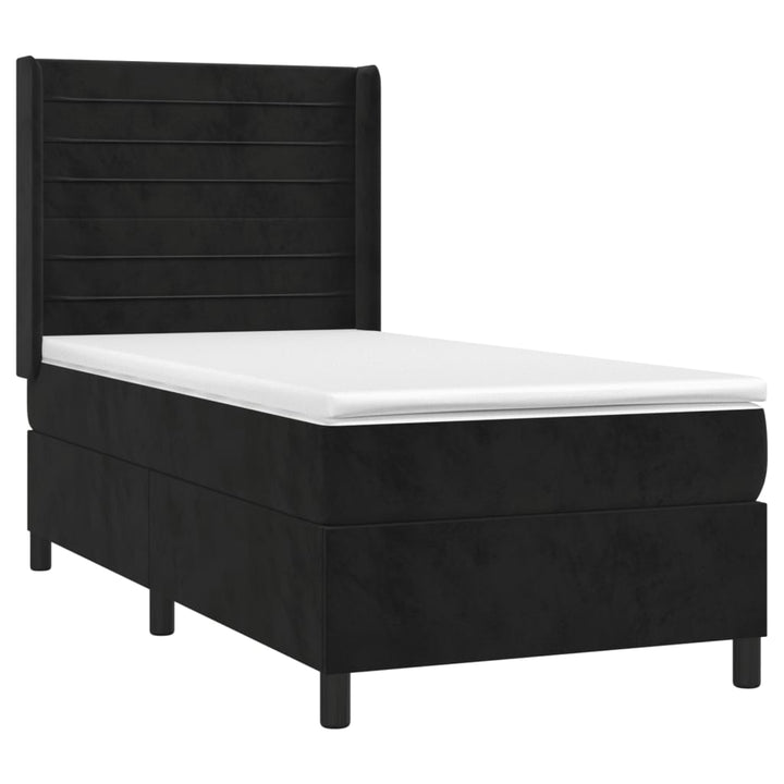 kontinentalseng med LED-lys 80x200 cm velour sort