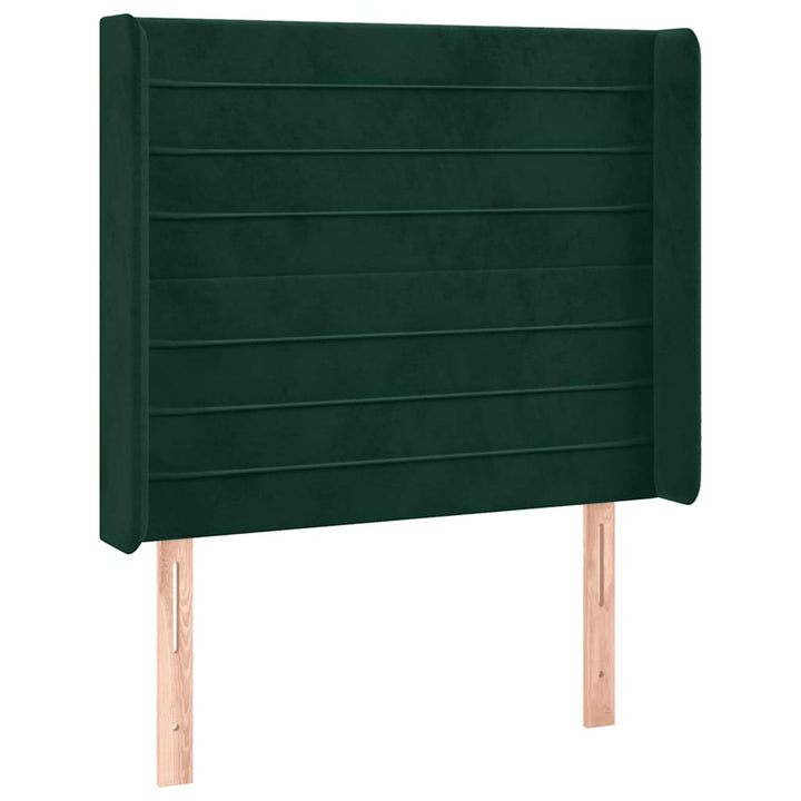 kontinentalseng med LED-lys 80x200 cm velour mørkegrøn