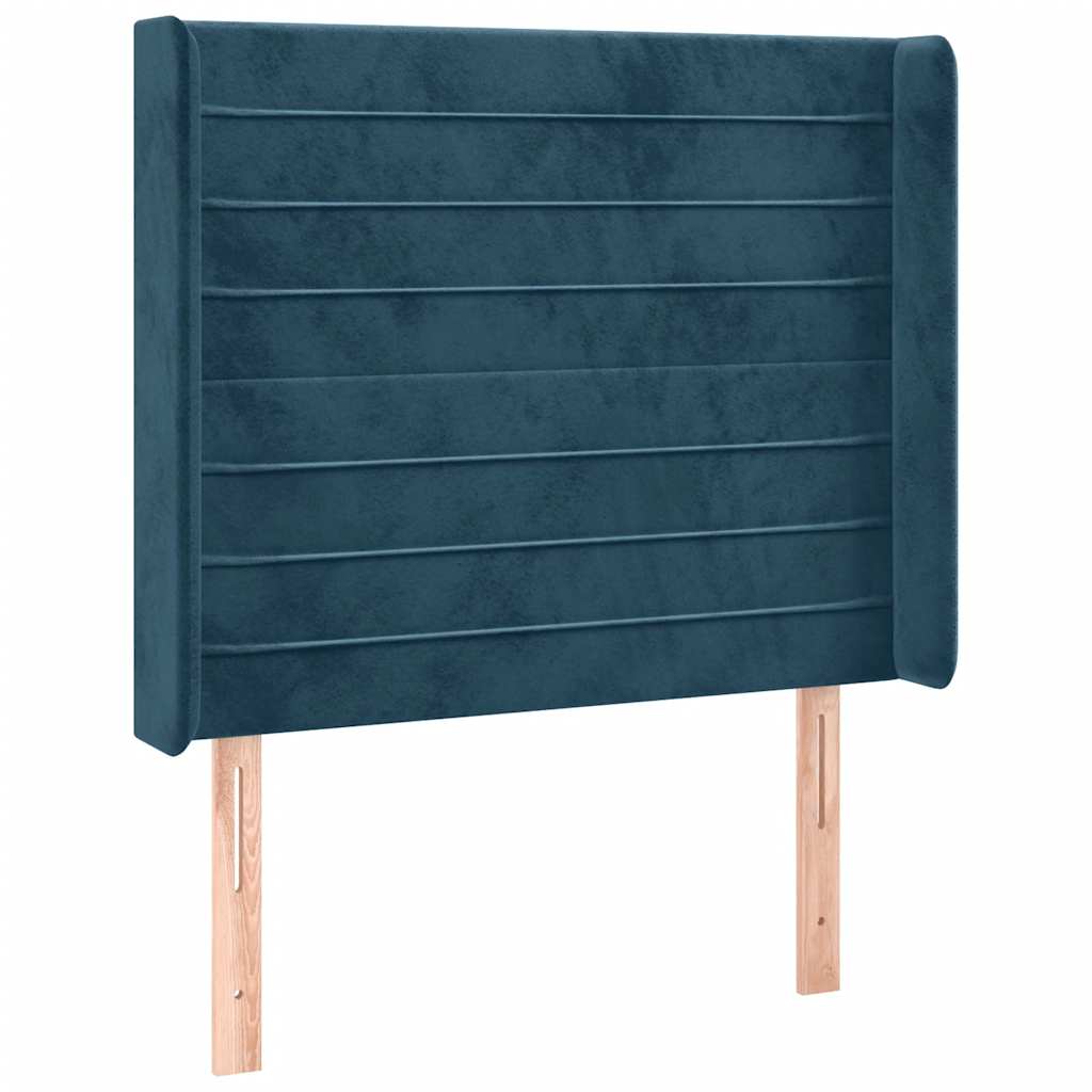 kontinentalseng med LED-lys 80x200 cm velour mørkeblå