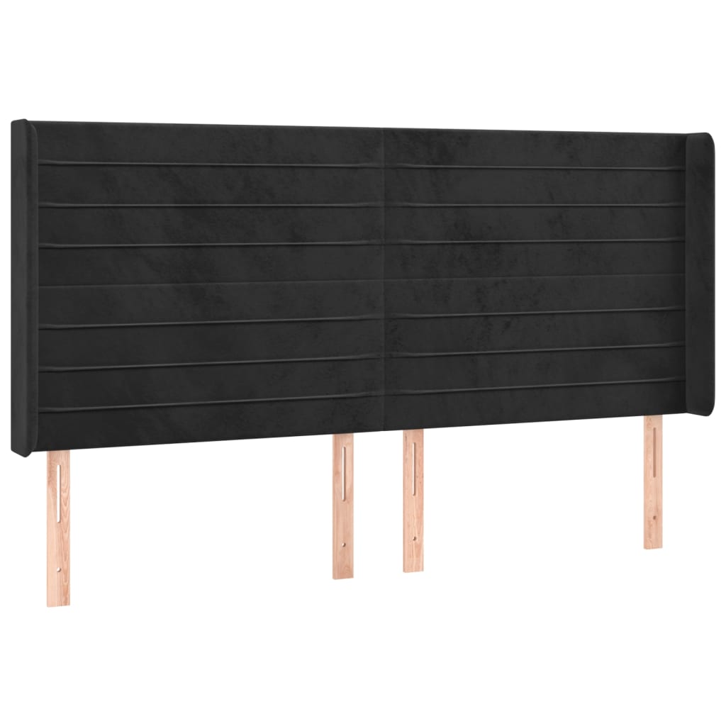 kontinentalseng med LED-lys 180x200 cm fløjl sort