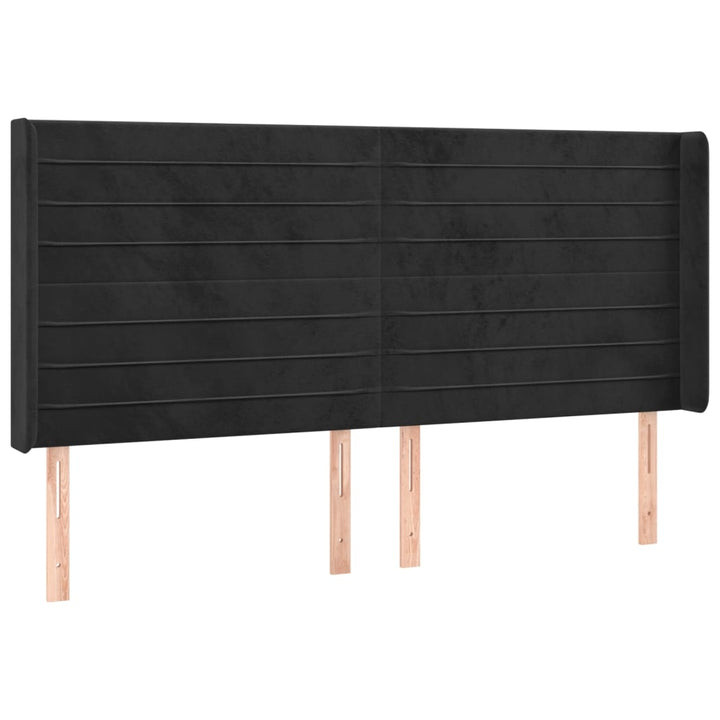 kontinentalseng med LED-lys 200x200 cm fløjl sort
