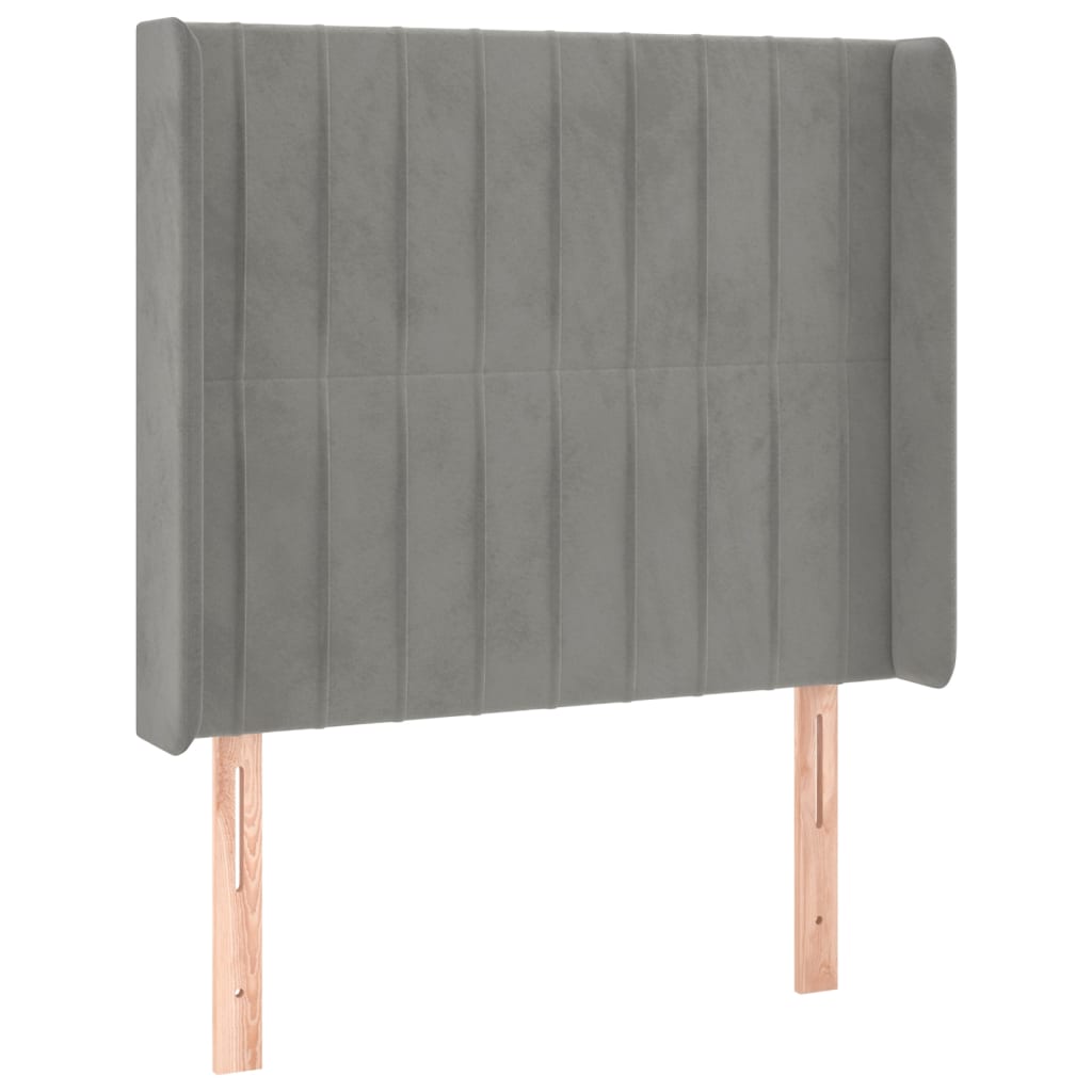 kontinentalseng med LED-lys 80x200 cm velour lysegrå