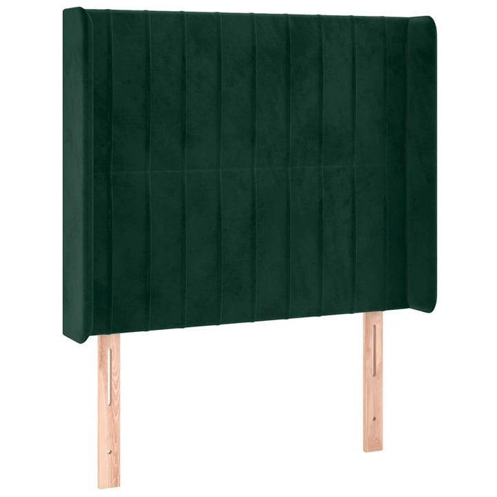 kontinentalseng med LED-lys 80x200 cm velour mørkegrøn