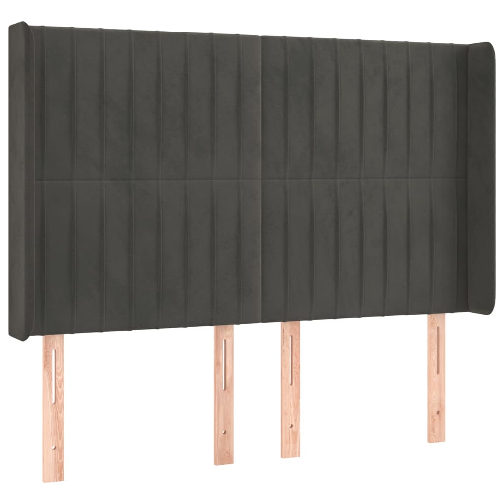 kontinentalseng med LED-lys 140x190 cm fløjl mørkegrå
