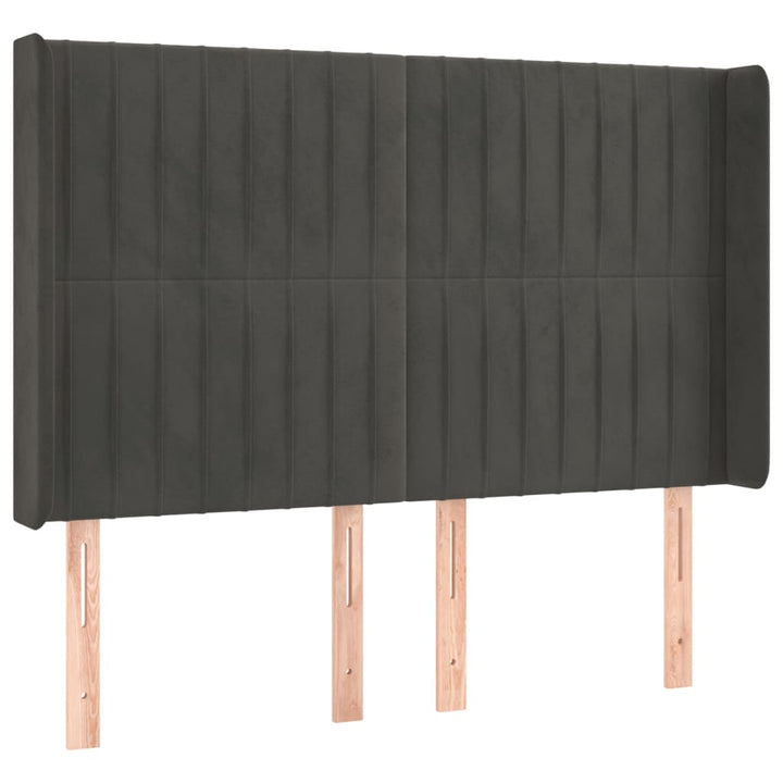 kontinentalseng med LED-lys 140x200 cm fløjl mørkegrå