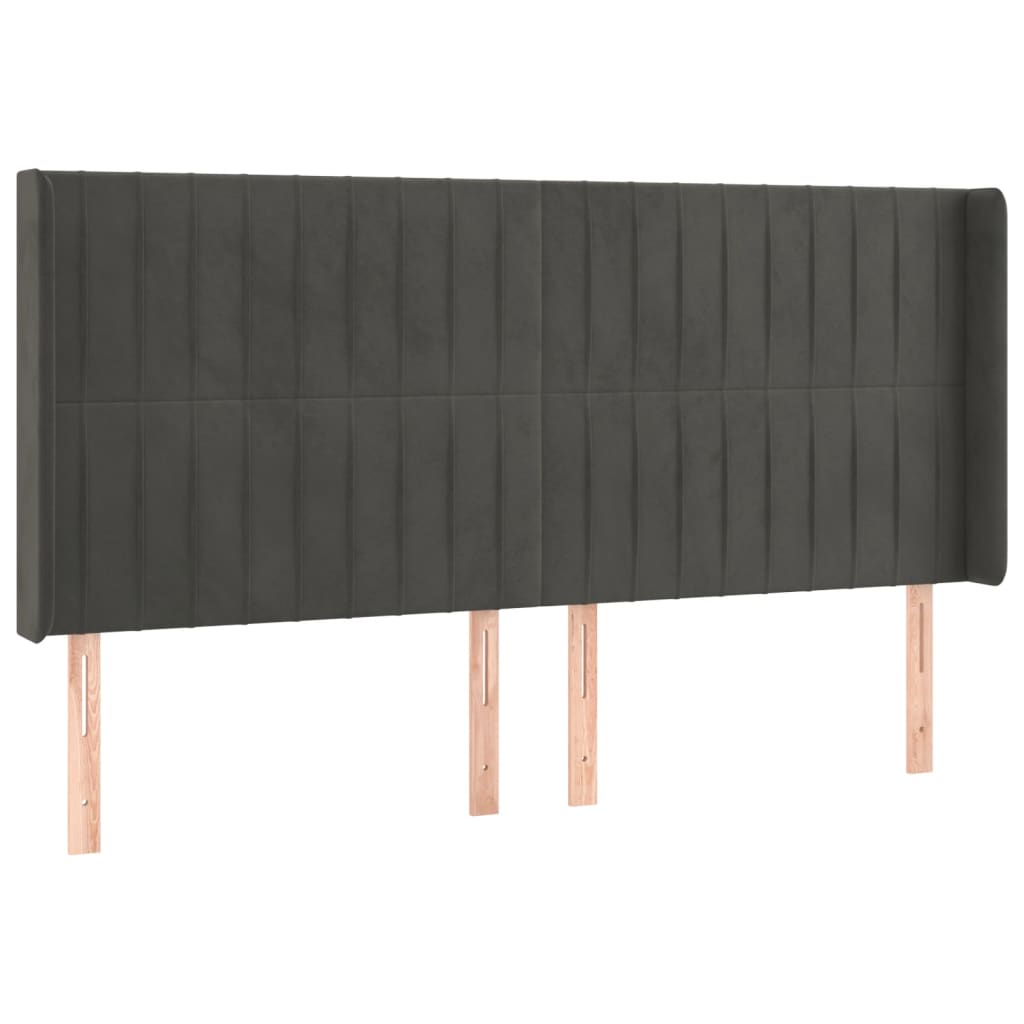 kontinentalseng med LED-lys 160x200 cm fløjl mørkegrå