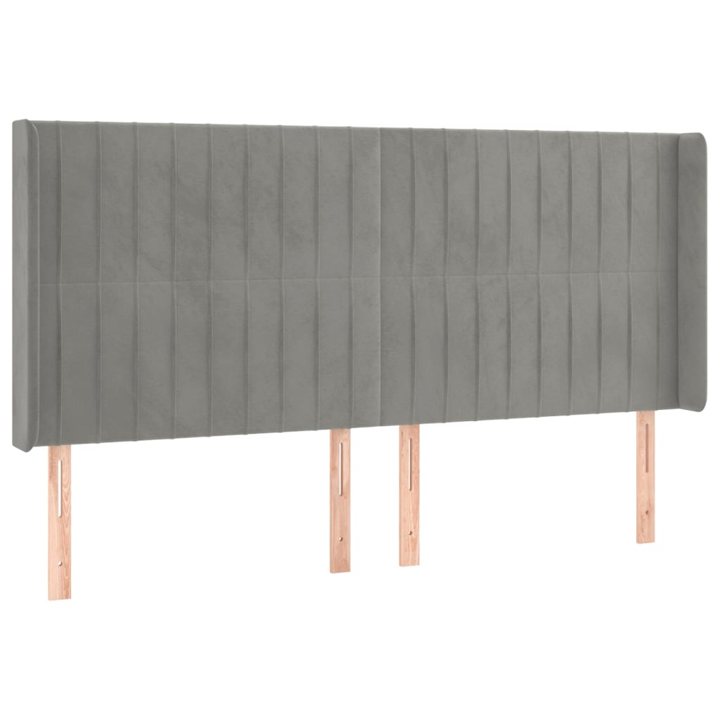 kontinentalseng med LED-lys 200x200 cm fløjl lysegrå