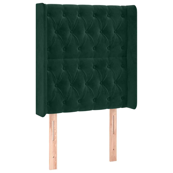 kontinentalseng med LED-lys 80x200 cm velour mørkegrøn