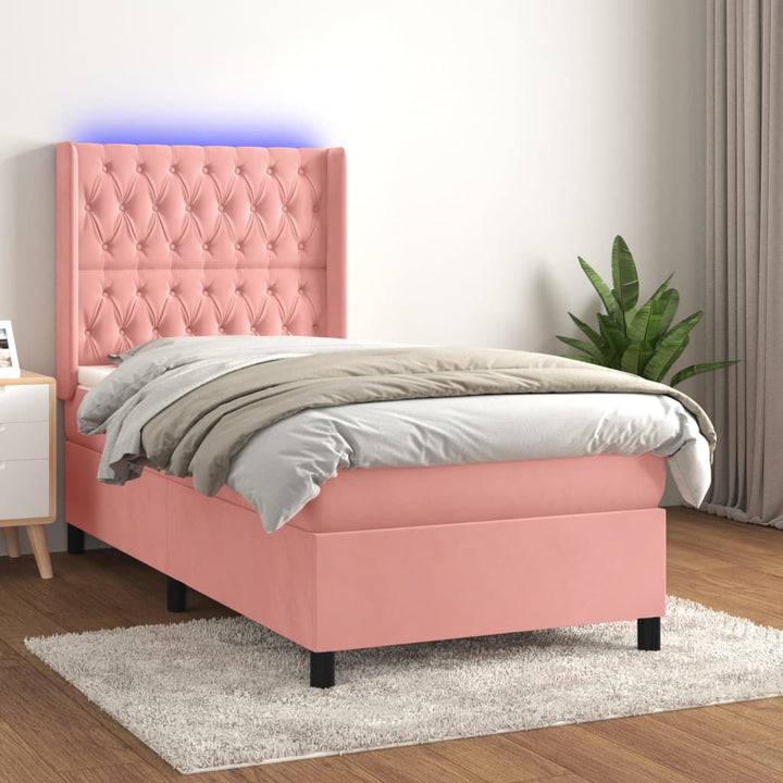 kontinentalseng med LED-lys 80x200 cm velour pink