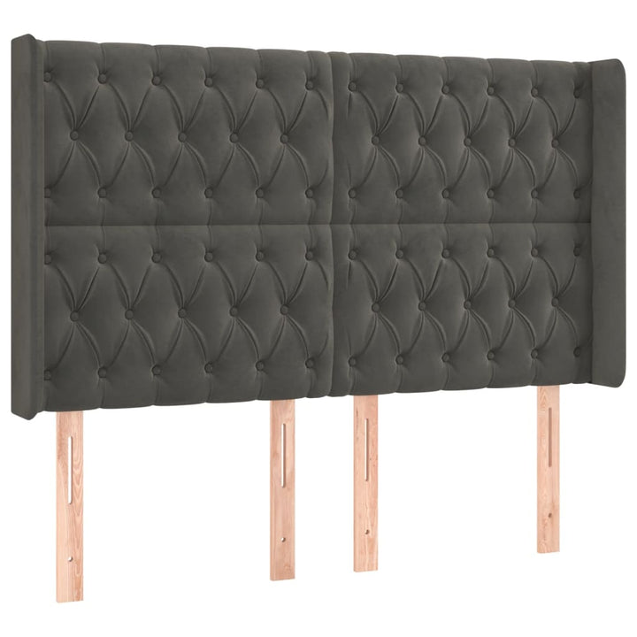 kontinentalseng med LED-lys 140x190 cm fløjl mørkegrå