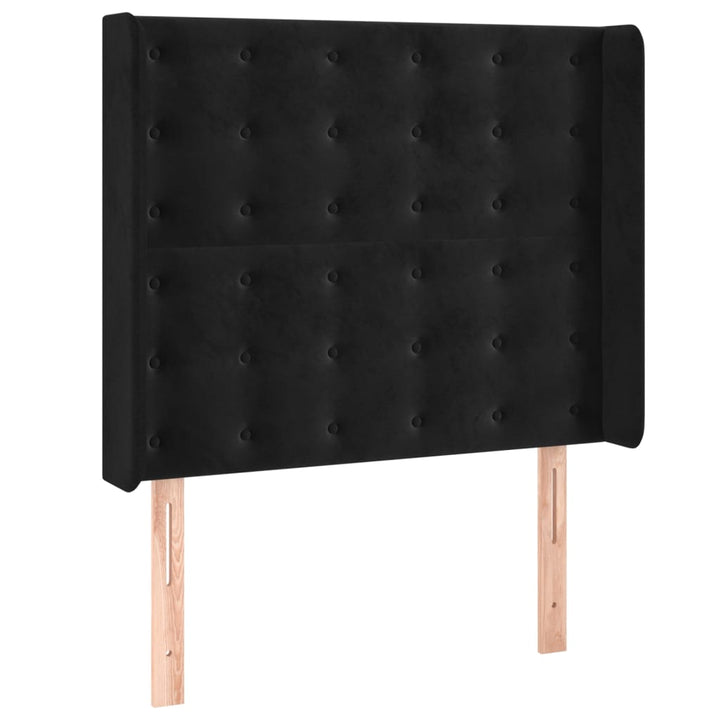 kontinentalseng med LED-lys 80x200 cm velour sort