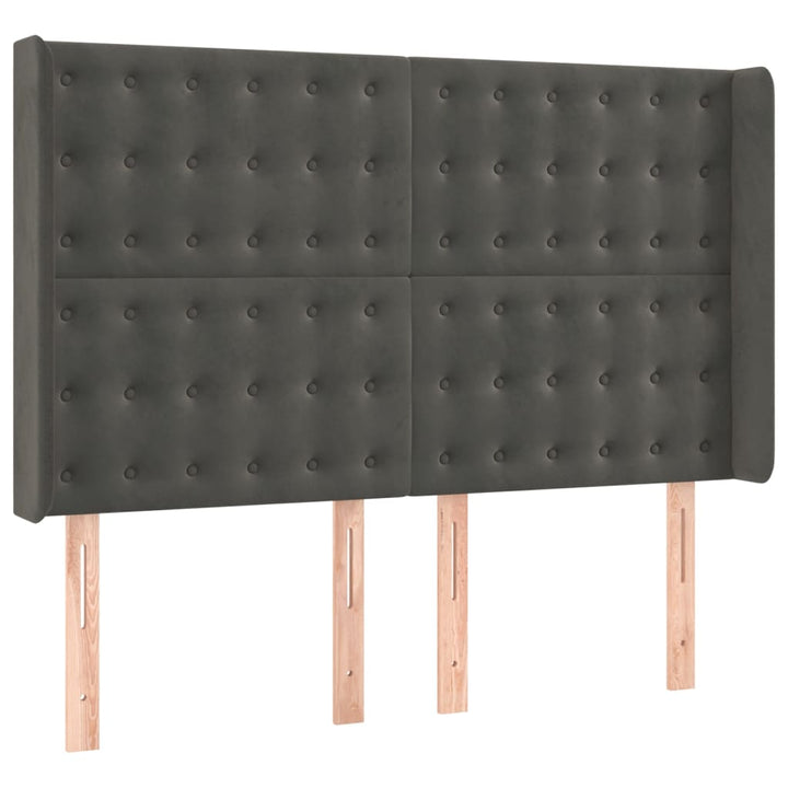 kontinentalseng med LED-lys 140x190 cm fløjl mørkegrå