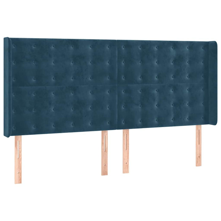 kontinentalseng med LED-lys 160x200 cm fløjl mørkeblå
