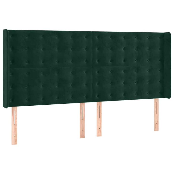 kontinentalseng med LED-lys 180x200 cm fløjl mørkegrøn