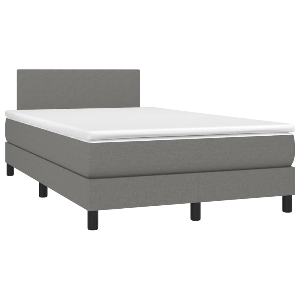 kontinentalseng med LED-lys 120x200 cm stof mørkegrå