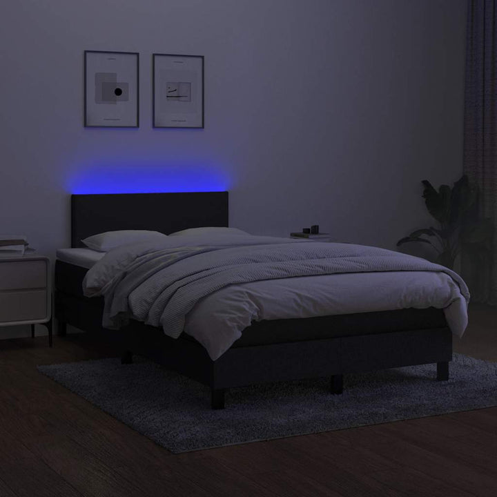 kontinentalseng med LED-lys 120x200 cm stof sort