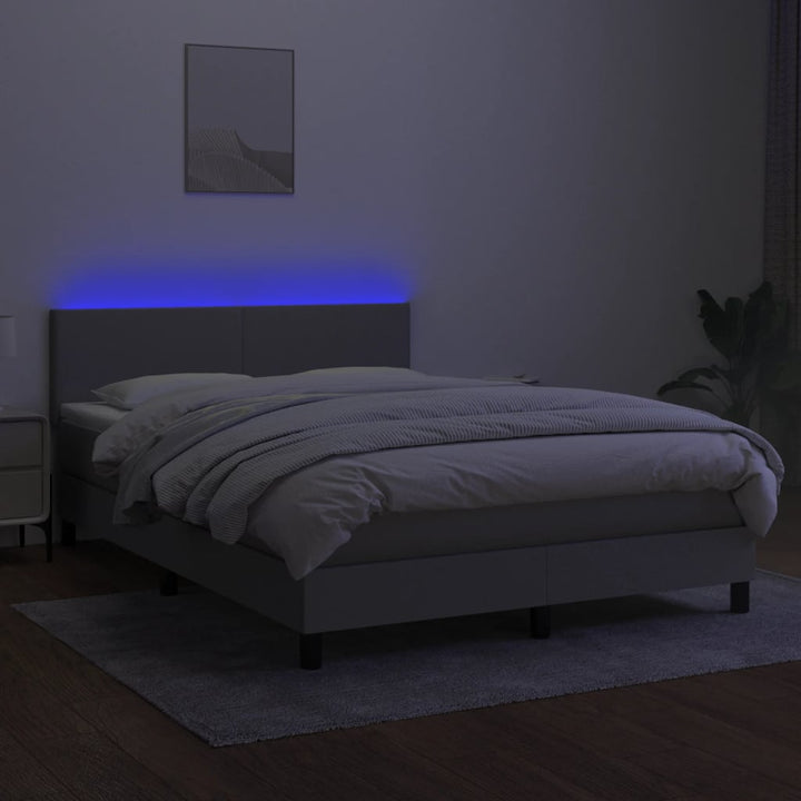 kontinentalseng med LED-lys 140x190 cm stof lysegrå
